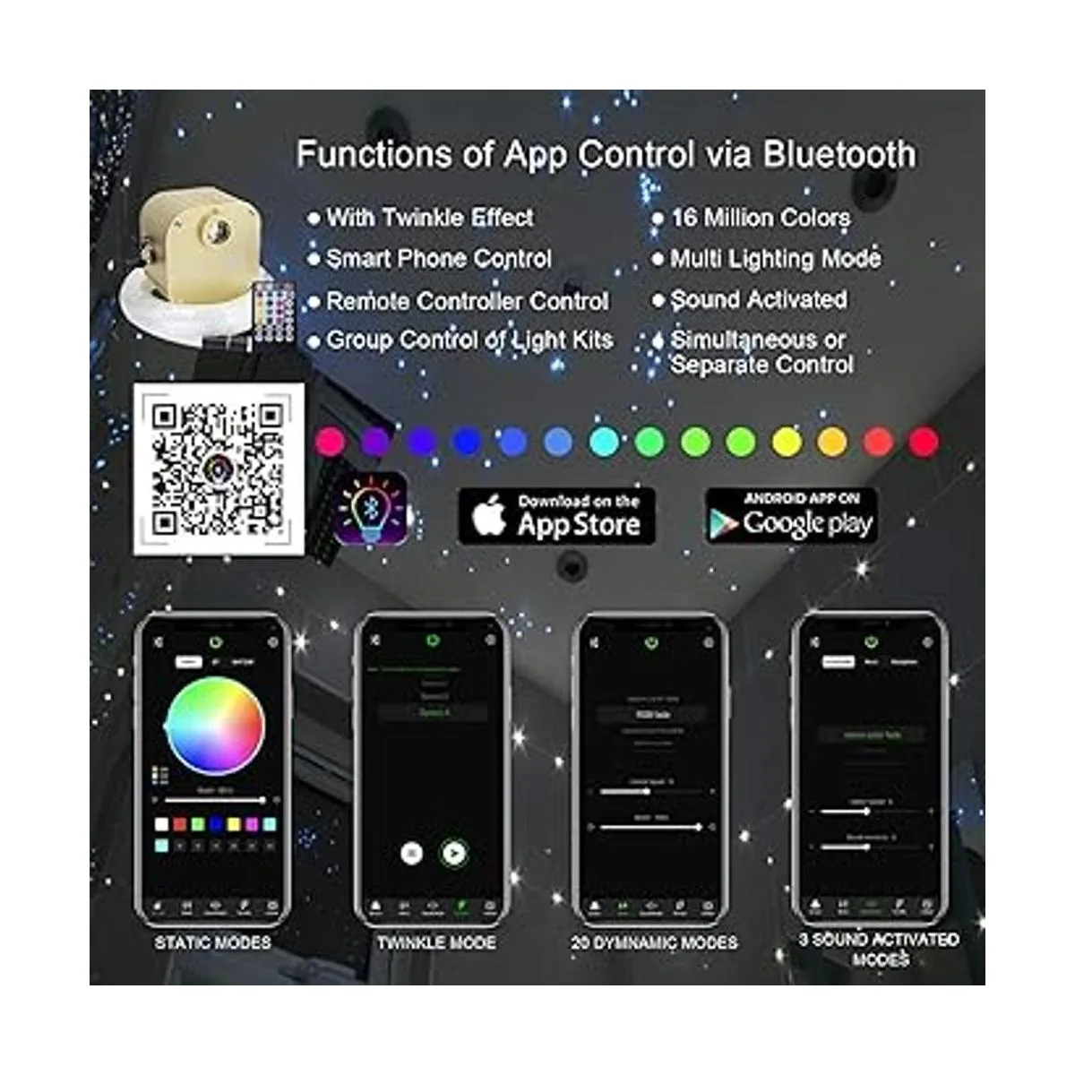 AKEPO Luces de fibra óptica parpadeantes RGBW de 16 W_3