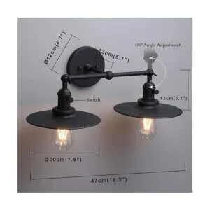 Phansthy Aplique de 2 luces con interruptor luz de_4