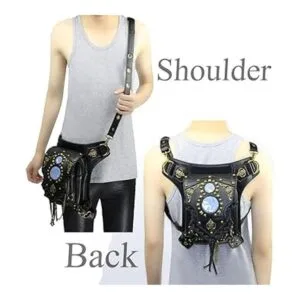 Riñonera gótica de cuero Steampunk bolso de cadena de_5