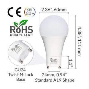 Simba Lighting Bombilla LED GU24 A19 de 12 W 75 W a 100 W_2