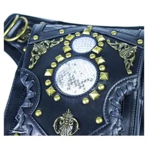 Riñonera gótica de cuero Steampunk bolso de cadena de_2