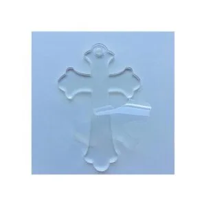 10 llaveros de acrílico en blanco con diseño de cruz de_5