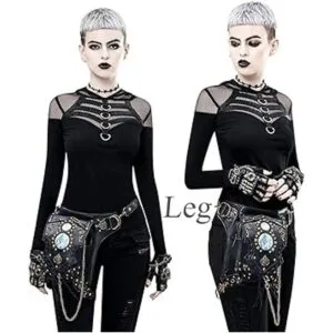 Riñonera gótica de cuero Steampunk bolso de cadena de_3