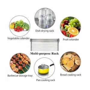 Hhyn Escurridor enrollable para el lavaplatos acero