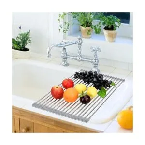 Hhyn Escurridor enrollable para el lavaplatos acero