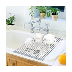 Hhyn Escurridor enrollable para el lavaplatos acero