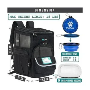 PetAmi Mochila para perros y gatos pequeños Aprobado