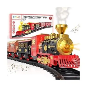 TEMI Juego de tren con motor de locomotora de vapor coche_1
