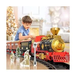 TEMI Juego de tren con motor de locomotora de vapor coche_5