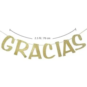 Gracias Banner Guirnalda dorada con purpurina para_2