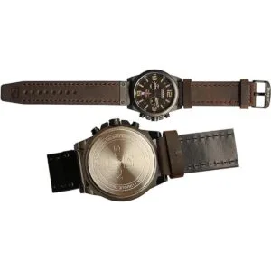 Reloj de acero inoxidable con correa de cuero estilo_6