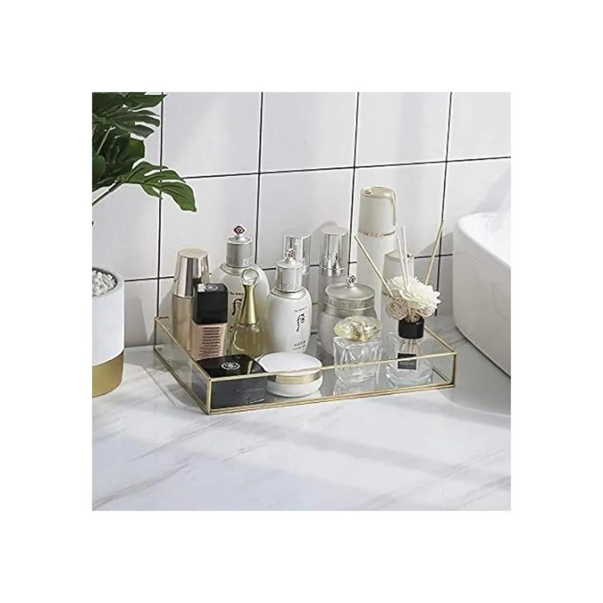 Cq acrylic Bandeja decorativa con fondo de espejo y_5