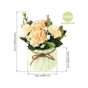 SUPNIU Ramo de hortensias artificiales con pequeño jarrón