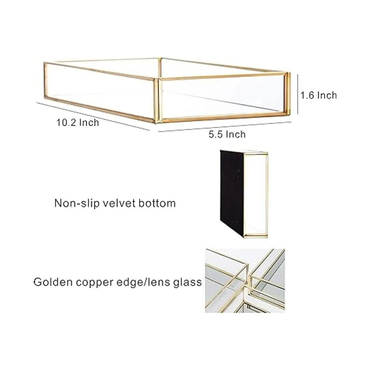 Cq acrylic Bandeja decorativa con fondo de espejo y_2