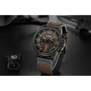 Reloj de acero inoxidable con correa de cuero estilo_3