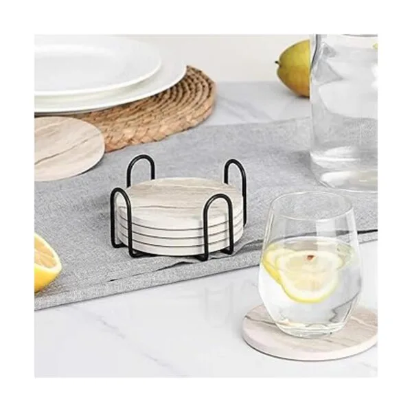 LIFVER Posavasos absorbentes con soporte juego de 6_6