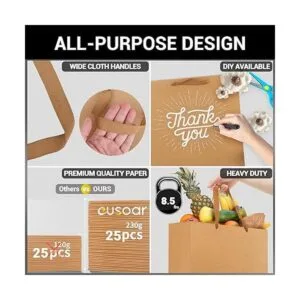 EUSOAR Bolsas de papel kraft para regalo 25 bolsas_3