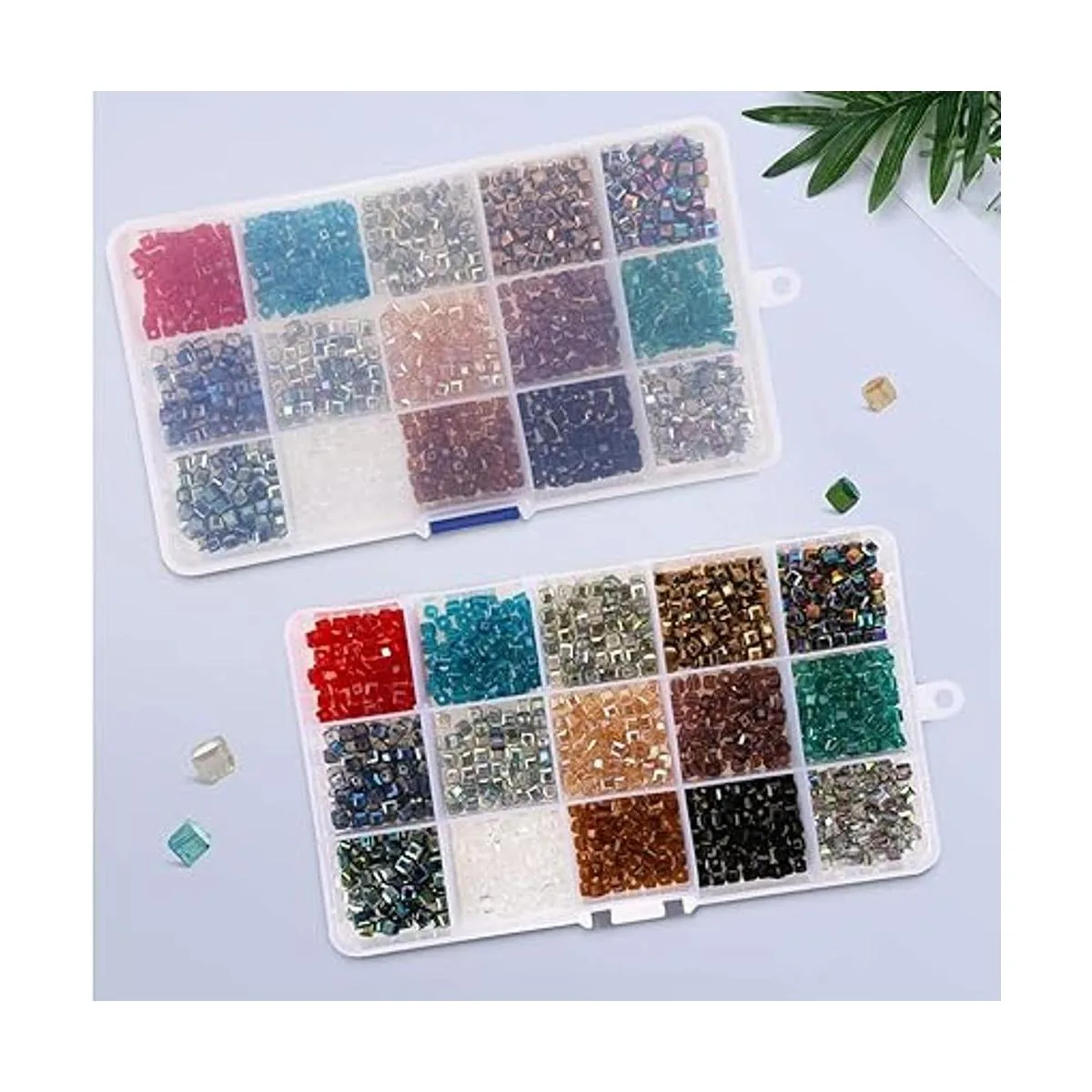 PHOGARY 1000 cuentas de cristal en forma de cubo cuentas_5