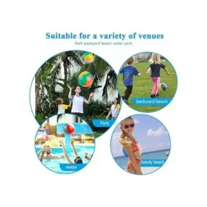 Coogam Bola de playa inflable clásica de color arco iris_4