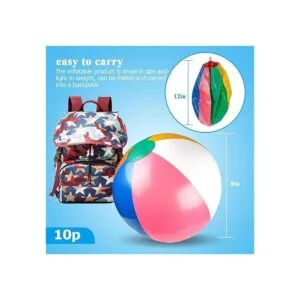 Coogam Bola de playa inflable clásica de color arco iris_6