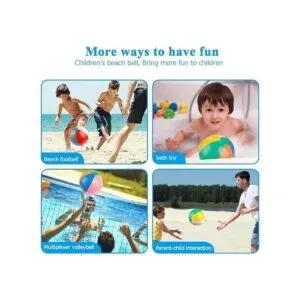 Coogam Bola de playa inflable clásica de color arco iris_2