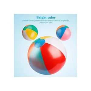 Coogam Bola de playa inflable clásica de color arco iris_3