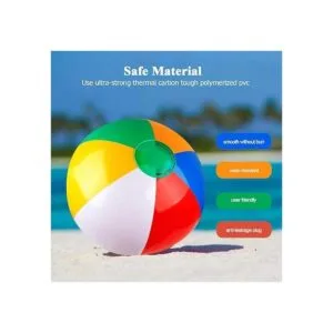 Coogam Bola de playa inflable clásica de color arco iris_5