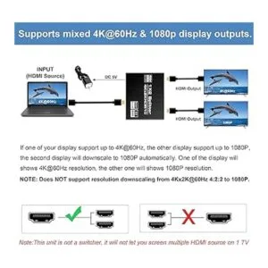 Divisor HDMI 4K60Hz 1 en 2 Out avedio links HDMI_3