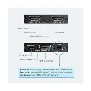 Divisor HDMI 4K60Hz 1 en 2 Out avedio links HDMI_4
