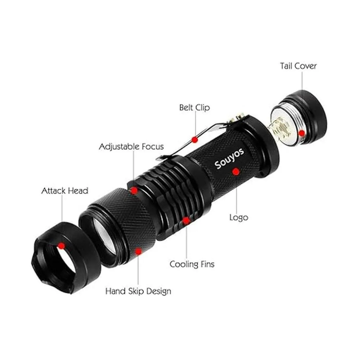 Paquete de 3 linternas de luz roja 3 modos linterna LED_5