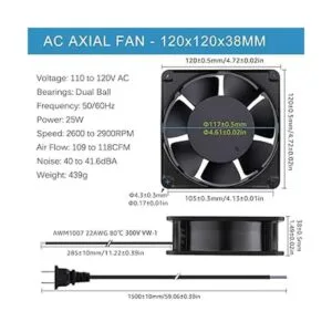 GDSTIME Ventilador AXIAL 12038 ventilador de 110 V 120_2