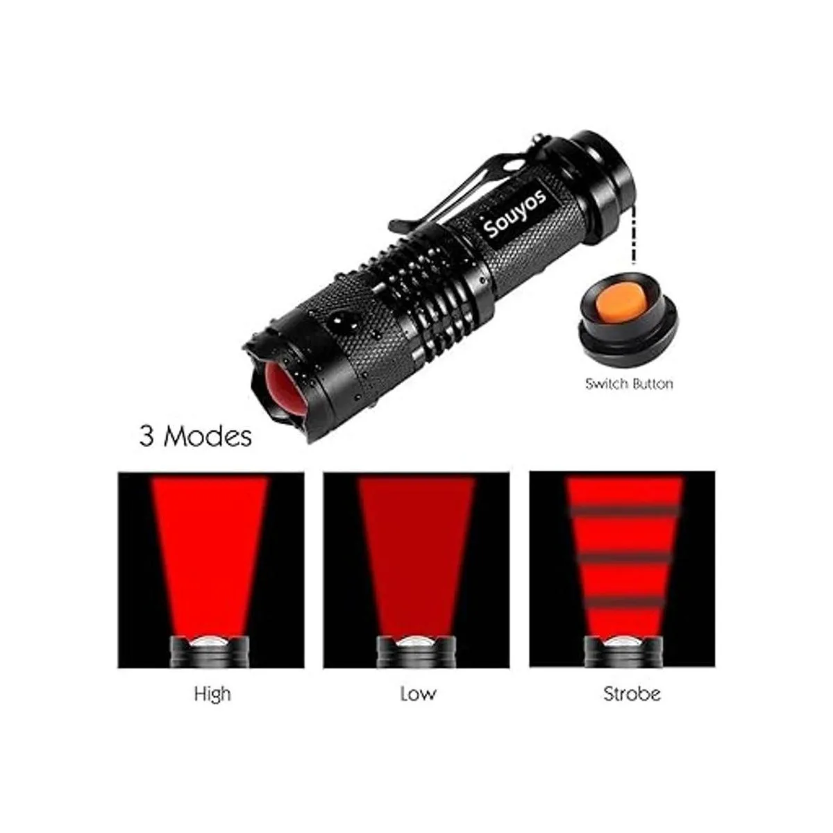 Paquete de 3 linternas de luz roja 3 modos linterna LED_4