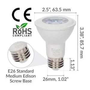 Simba Lighting Bombilla LED PAR20 de 6 W 38 grados