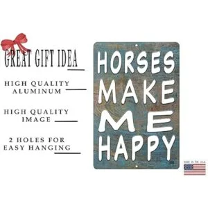 Letrero de metal con diseño de caballos divertidos de_2