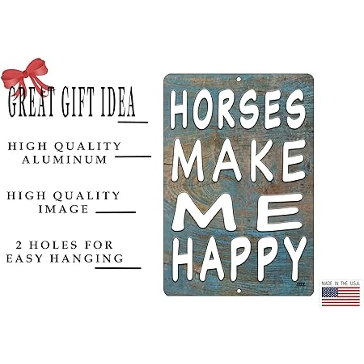 Letrero de metal con diseño de caballos divertidos de_2