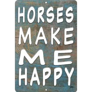 Letrero de metal con diseño de caballos divertidos de_1