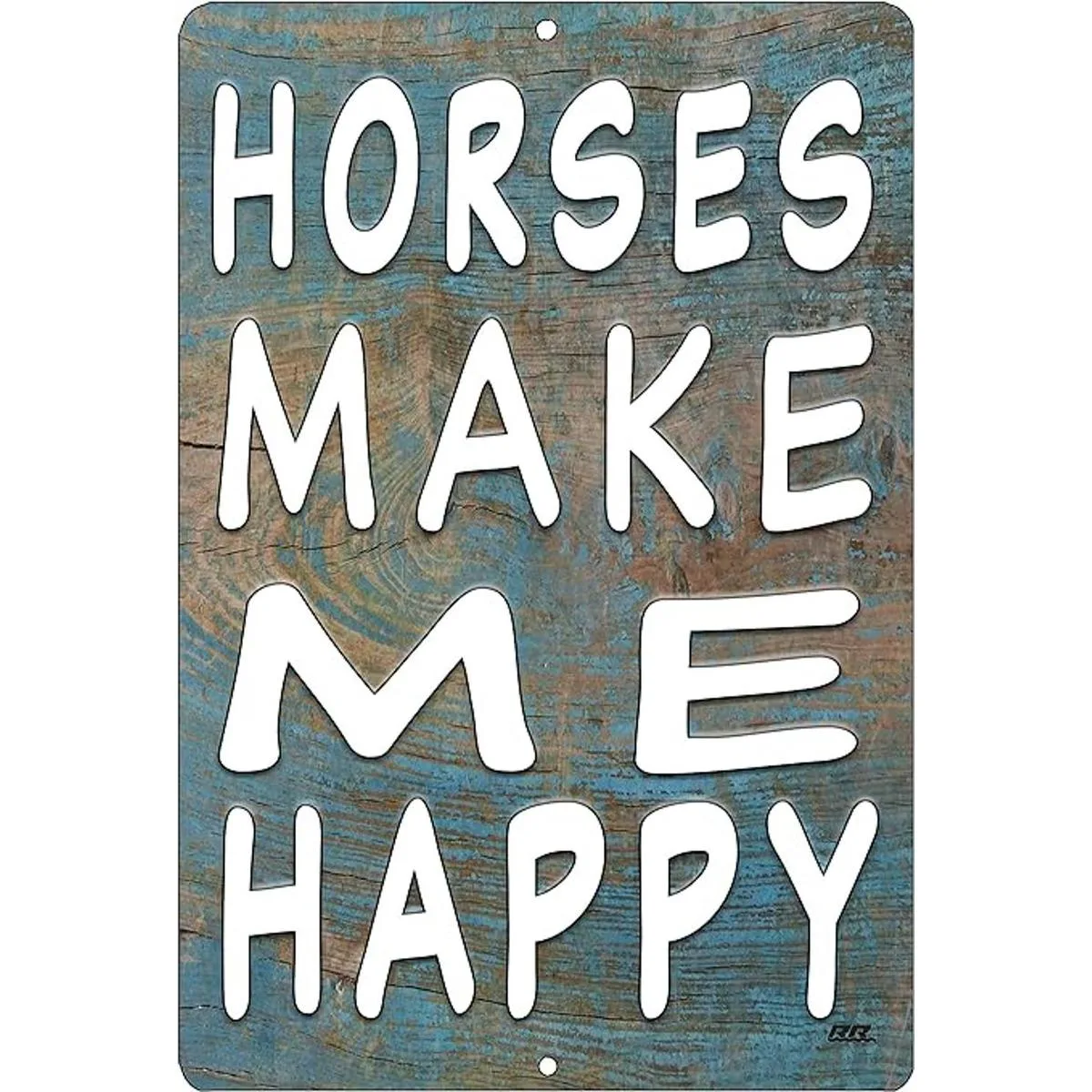 Letrero de metal con diseño de caballos divertidos de_1