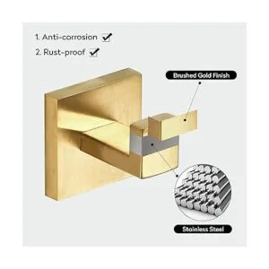 BATHSIR Ganchos de toalla dorados cepillados ganchos para_4