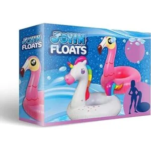 Flotador inflable de flamenco y unicornio paquete de 2