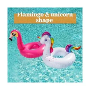 Flotador inflable de flamenco y unicornio paquete de 2