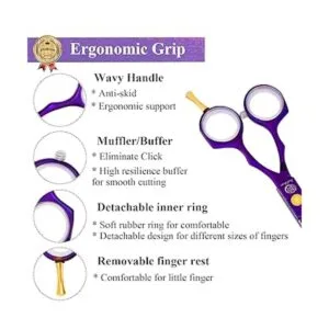 Juego de tijeras de corte de pelo morado de 5.5 pulgadas_4