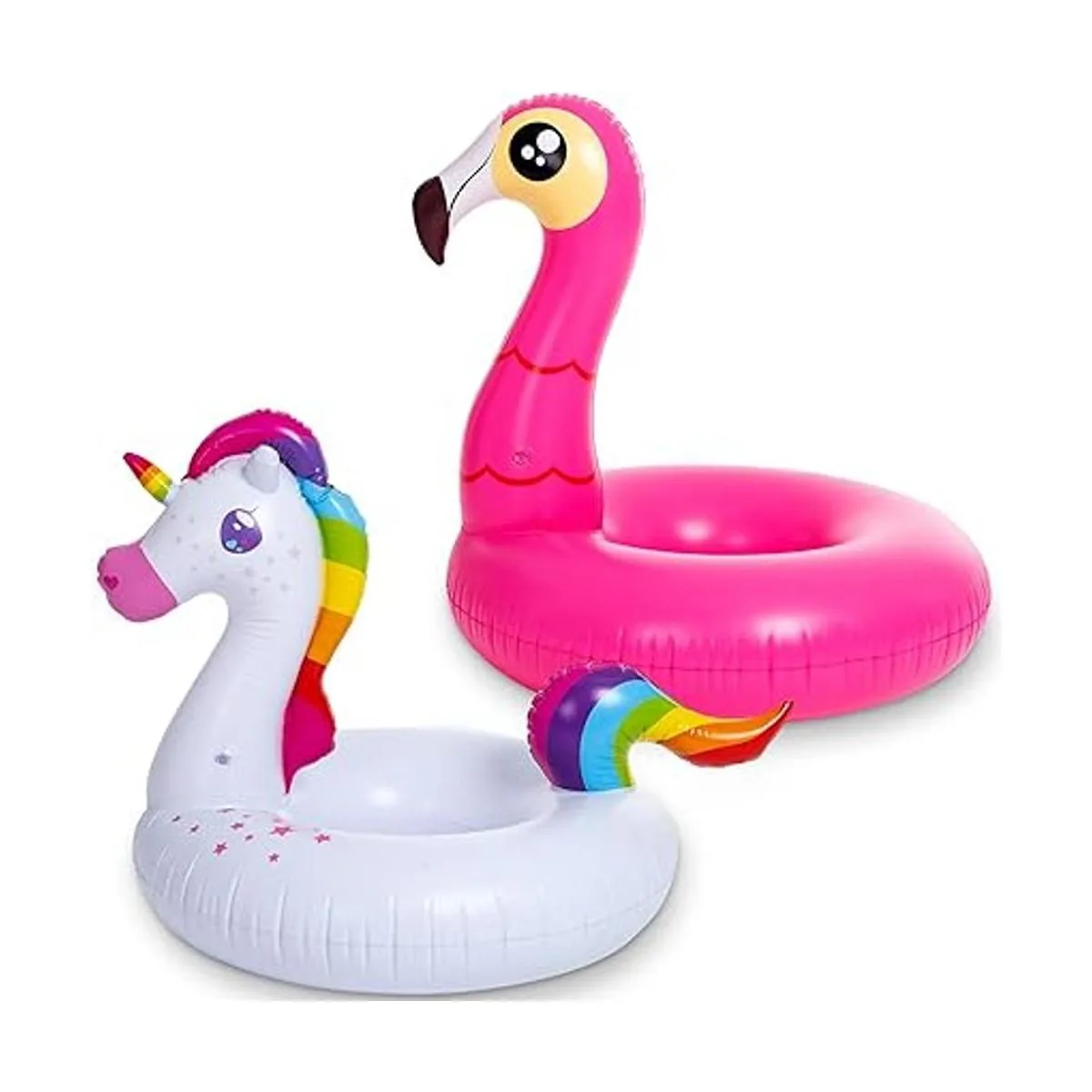 Flotador inflable de flamenco y unicornio paquete de 2