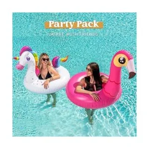 Flotador inflable de flamenco y unicornio paquete de 2