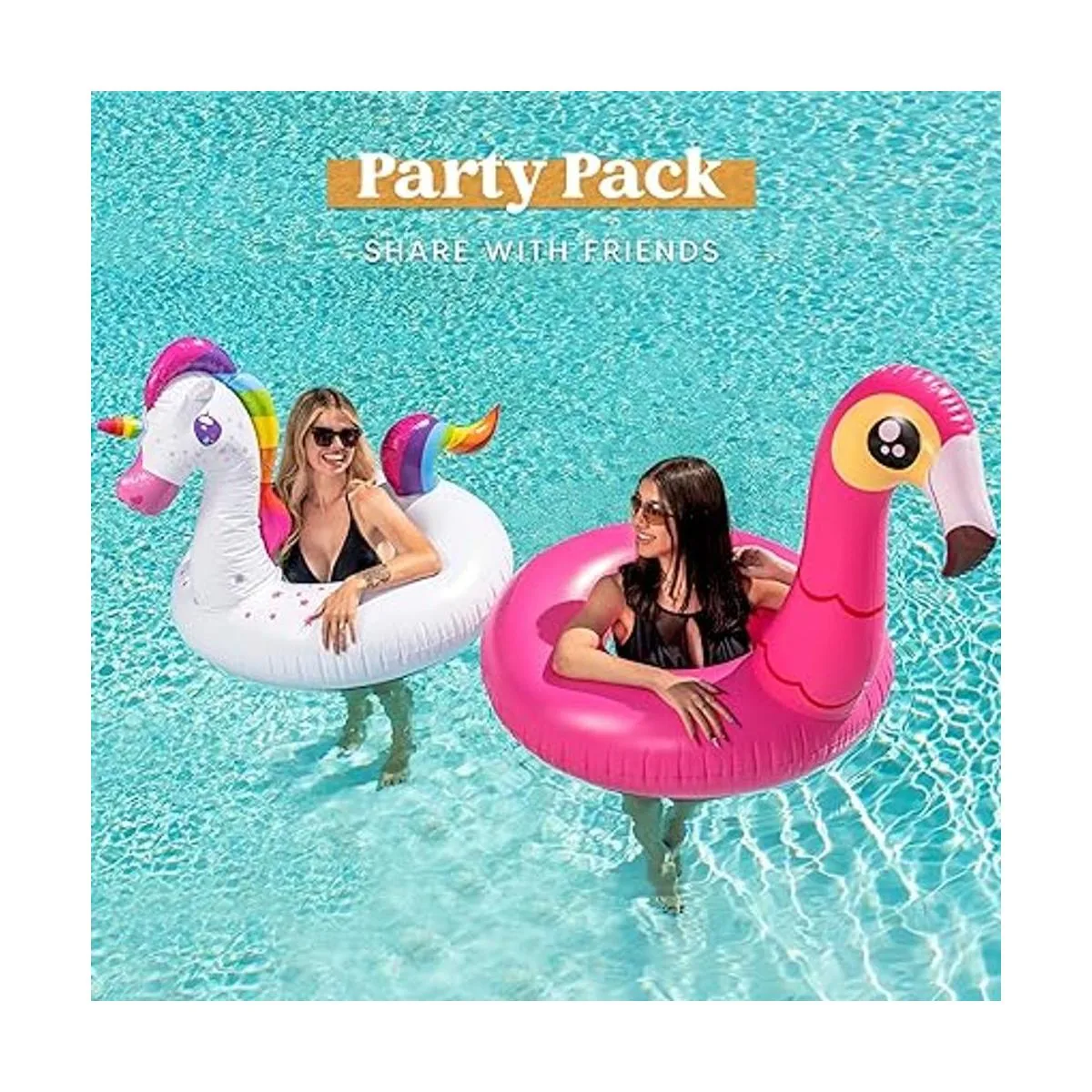 Flotador inflable de flamenco y unicornio paquete de 2
