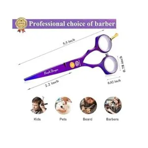 Juego de tijeras de corte de pelo morado de 5.5 pulgadas_5