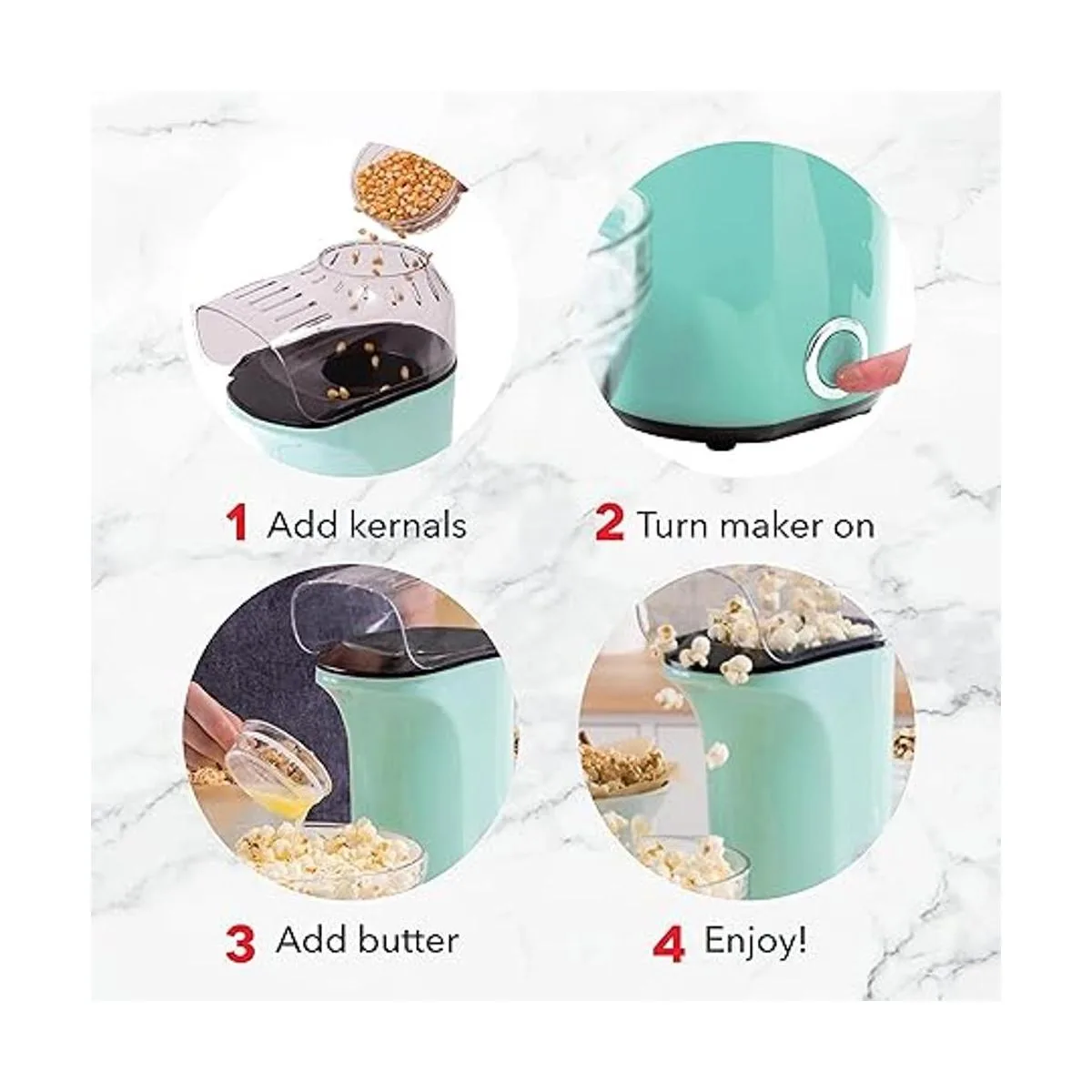 DASH Hot Air Máquina de palomitas de maíz con taza_3