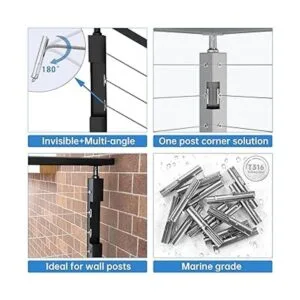 Muzata Paquete de 20 unidades de barandillas de cables_3