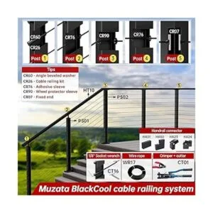 Muzata Paquete de 20 unidades de barandillas de cables_5