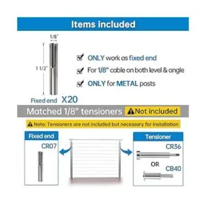 Muzata Paquete de 20 unidades de barandillas de cables_2
