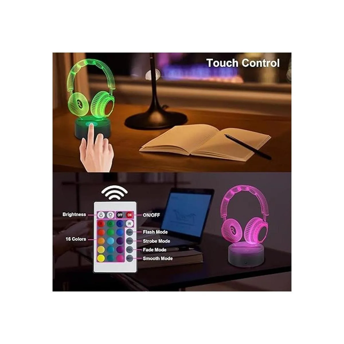 AZIMOM Lámpara de ilusión 3D con 4 globos de corazón de_2